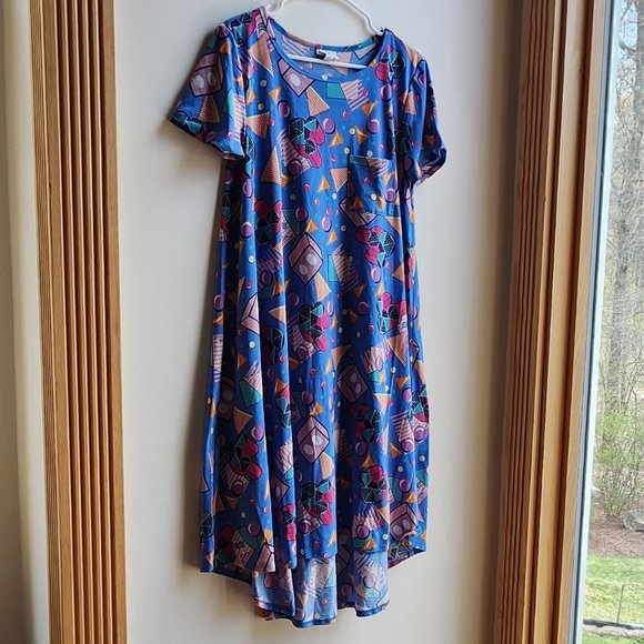 LuLaRoe 80s Geometric Print Midi Dress Size Medium - Picture 2 of 15
